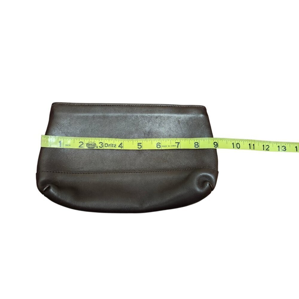 Vintage Coach Leather Cosmetic Pouch Brown Zip Clutch USA Made Classic Minimal - Picture 9 of 12